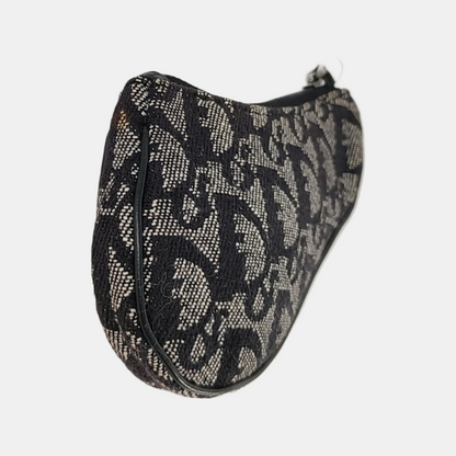 DIOR Saddle Grey Canvas Monogram Mini Coin Purse Ruthenium color hardware-(SKU)-953489833