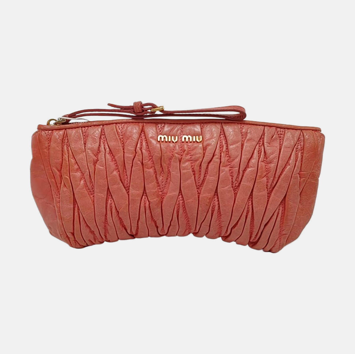 Miu Miu Tangerine Pink Calfskin Quilted Handbag Golden hardware-(SKU)-953693934