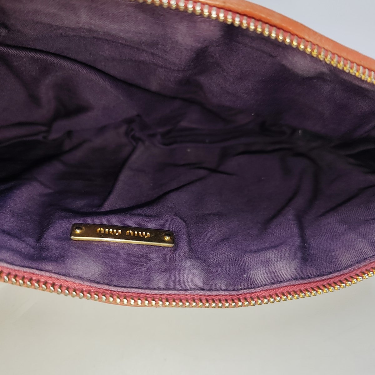 Miu Miu Tangerine Pink Calfskin Quilted Handbag Golden hardware-(SKU)-953693934