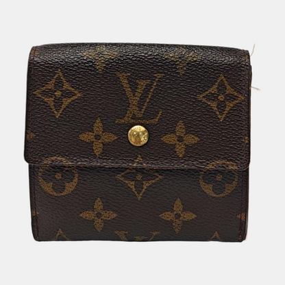 LOUIS VUITTON ELISE Brown coated canvas vintage wallet Golden hardware Vintage model-(SKU)-953704307