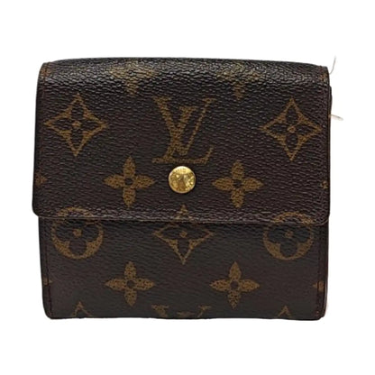 LOUIS VUITTON ELISE Brown coated canvas vintage wallet Golden hardware Vintage model-(SKU)-953704307