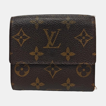 LOUIS VUITTON ELISE Brown coated canvas vintage wallet Golden hardware Vintage model-(SKU)-953704307