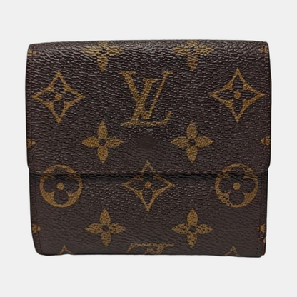 LOUIS VUITTON ELISE Brown coated canvas vintage wallet Golden hardware Vintage model-(SKU)-953704292