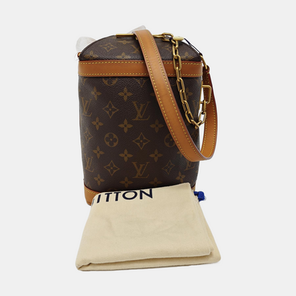 LOUIS VUITTON MILK BOX Brown Coated Canvas Monogram Crossbody Bag Shoulder Bag Handbag Golden Hardware-(SKU)-953568177