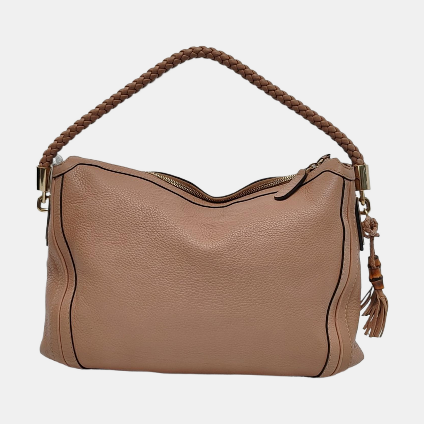 GUCCI Bella Brown Cow Leather Bamboo Tassel Single Shoulder Bag Golden hardware-(SKU)-953466112