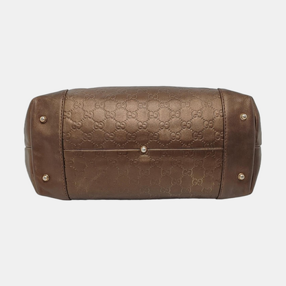 GUCCI Heart Bit Brown cowhide monogram textured handbag, crossbody bag Golden hardware-(SKU)-953515962