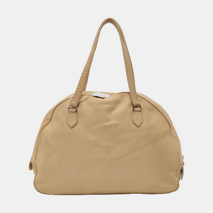 PRADA Light Yellow Calfskin Handbag Single Shoulder Bag Silver Hardware-(SKU)-953688644