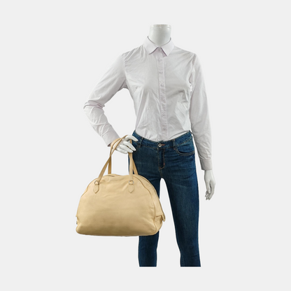 PRADA Light Yellow Calfskin Handbag Single Shoulder Bag Silver Hardware-(SKU)-953688644