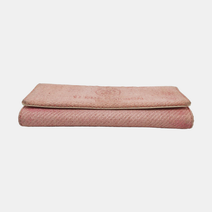 CHANEL DEAUVILLE Pink fabric wallet Silver Hardware 18nan-(SKU)-953641586