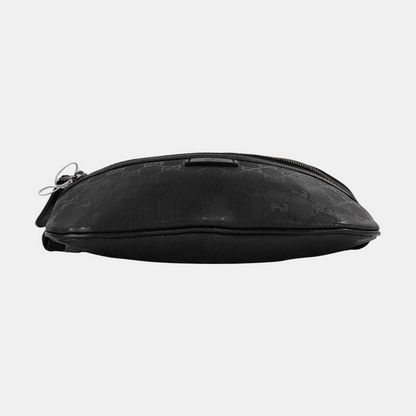 GUCCI GG Imprime Black涂层帆布老花腰包腰包/胸包 Silver Hardware-(SKU)-953665955