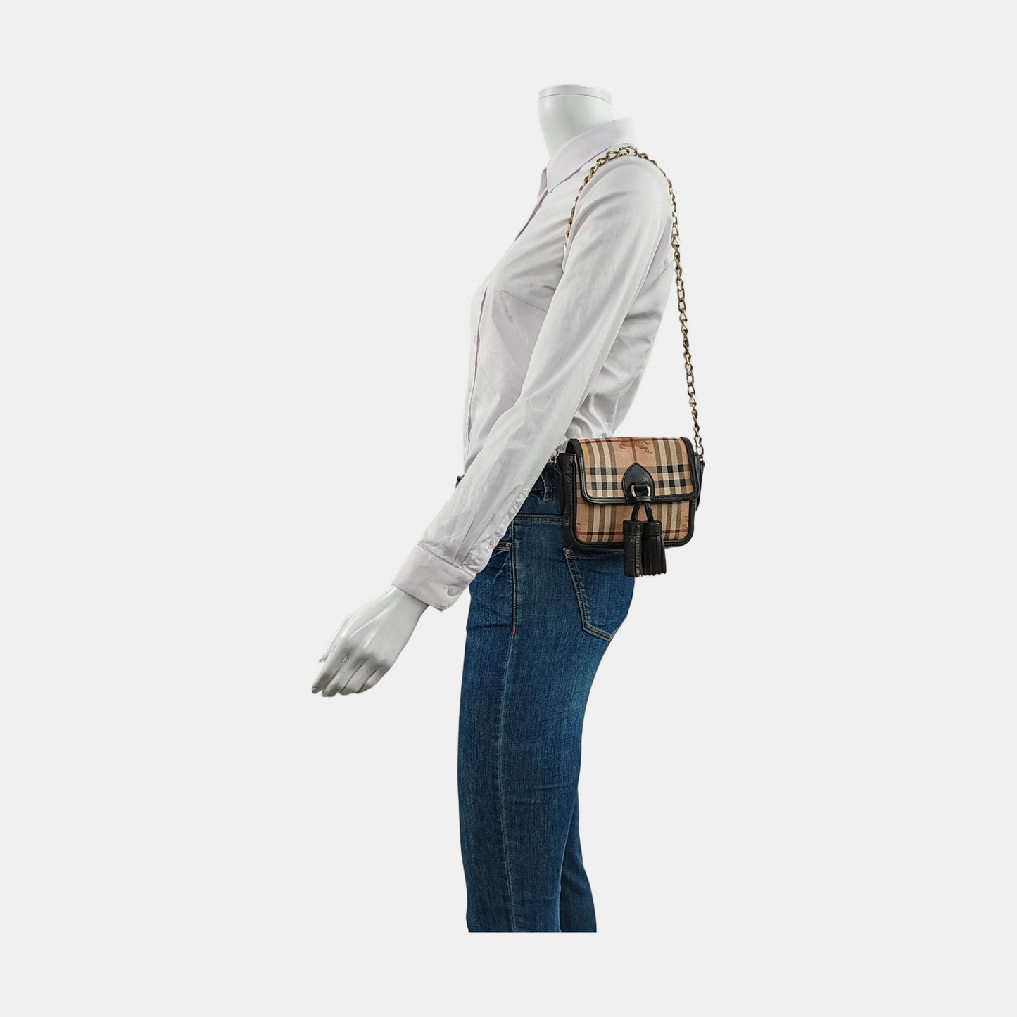 BURBERRY Brown Coated Canvas Warhorse Grain Single Shoulder Bag Crossbody Bag Golden hardware-(SKU)-953635719