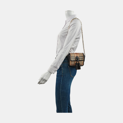 BURBERRY Brown Coated Canvas Warhorse Grain Single Shoulder Bag Crossbody Bag Golden hardware-(SKU)-953635719
