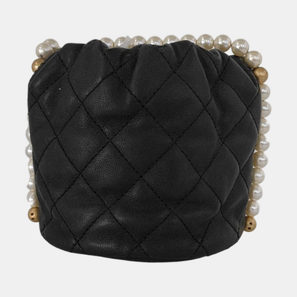 CHANEL DRAWSTRING Mini Black Calfskin Quilted Crossbody Shoulder Bag with Gold Hardware, 31 openings-(SKU)-953109942