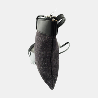BVLGARI LOGO MANIA Dark Grey Canvas Jacquard Shoulder Bag Handbag Silver Hardware-(SKU)-953620184
