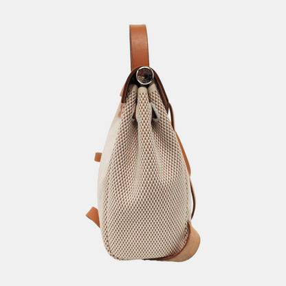 HERMÈS Herbag Small Milkshake White Canvas Backpack Handbag with Silver Hardware 🄷 Mark-(SKU)-953760184
