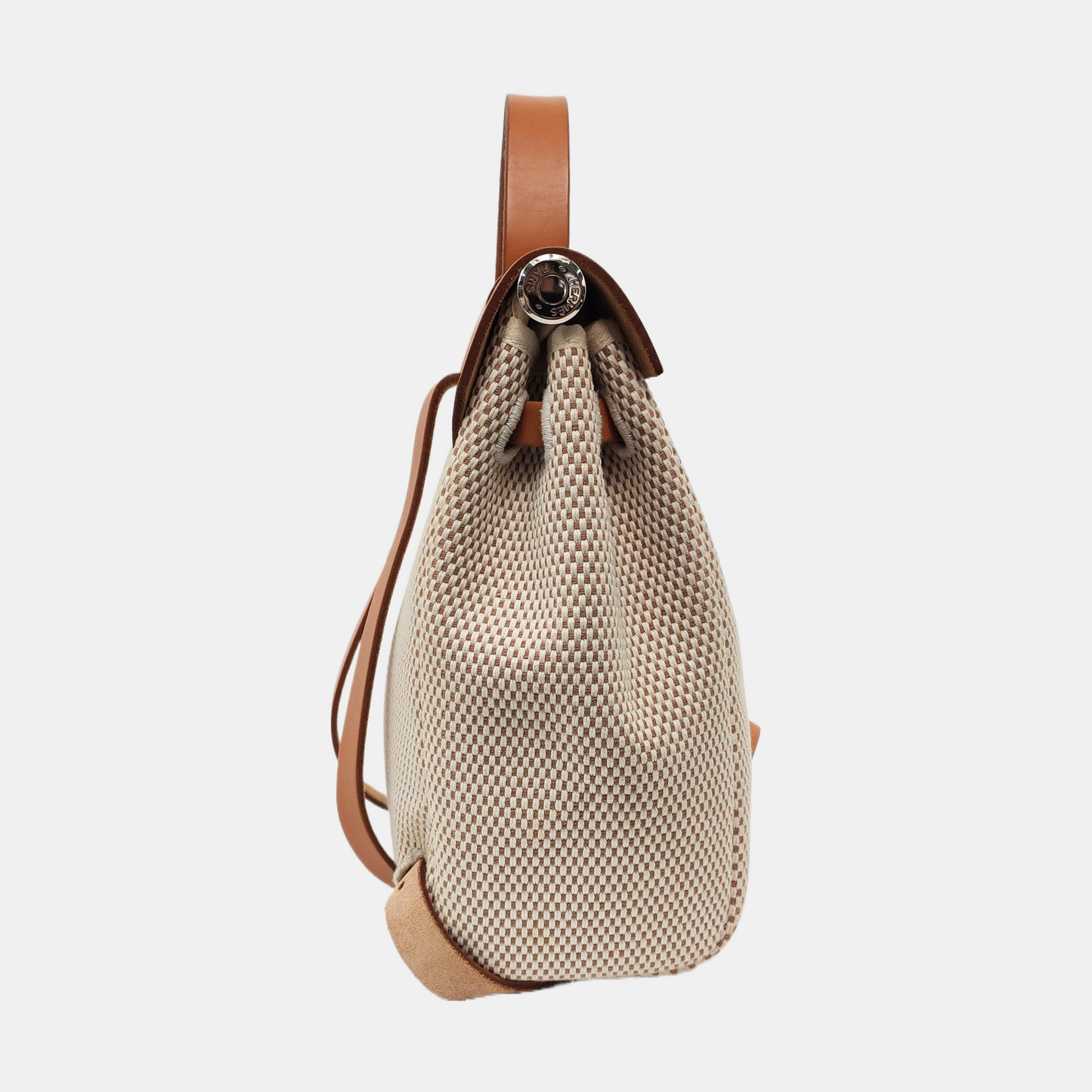 HERMÈS Herbag Small Milkshake White Canvas Backpack Handbag with Silver Hardware 🄷 Mark-(SKU)-953760184