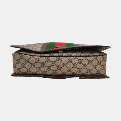 GUCCI GG Supreme Ebony Canvas Monogram Stripe Shoulder Bag Tote Crossbody Silver Hardware-(SKU)-953758546