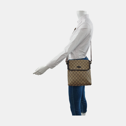 GUCCI Khaki Coated Canvas Old Flower Single Shoulder Bag Crossbody Bag Golden hardware-(SKU)-953765486