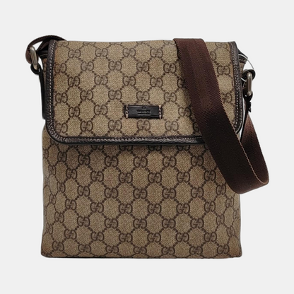 GUCCI Khaki Coated Canvas Old Flower Single Shoulder Bag Crossbody Bag Golden hardware-(SKU)-953765486