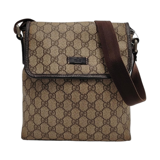GUCCI Khaki Coated Canvas Old Flower Single Shoulder Bag Crossbody Bag Golden hardware-(SKU)-953765486