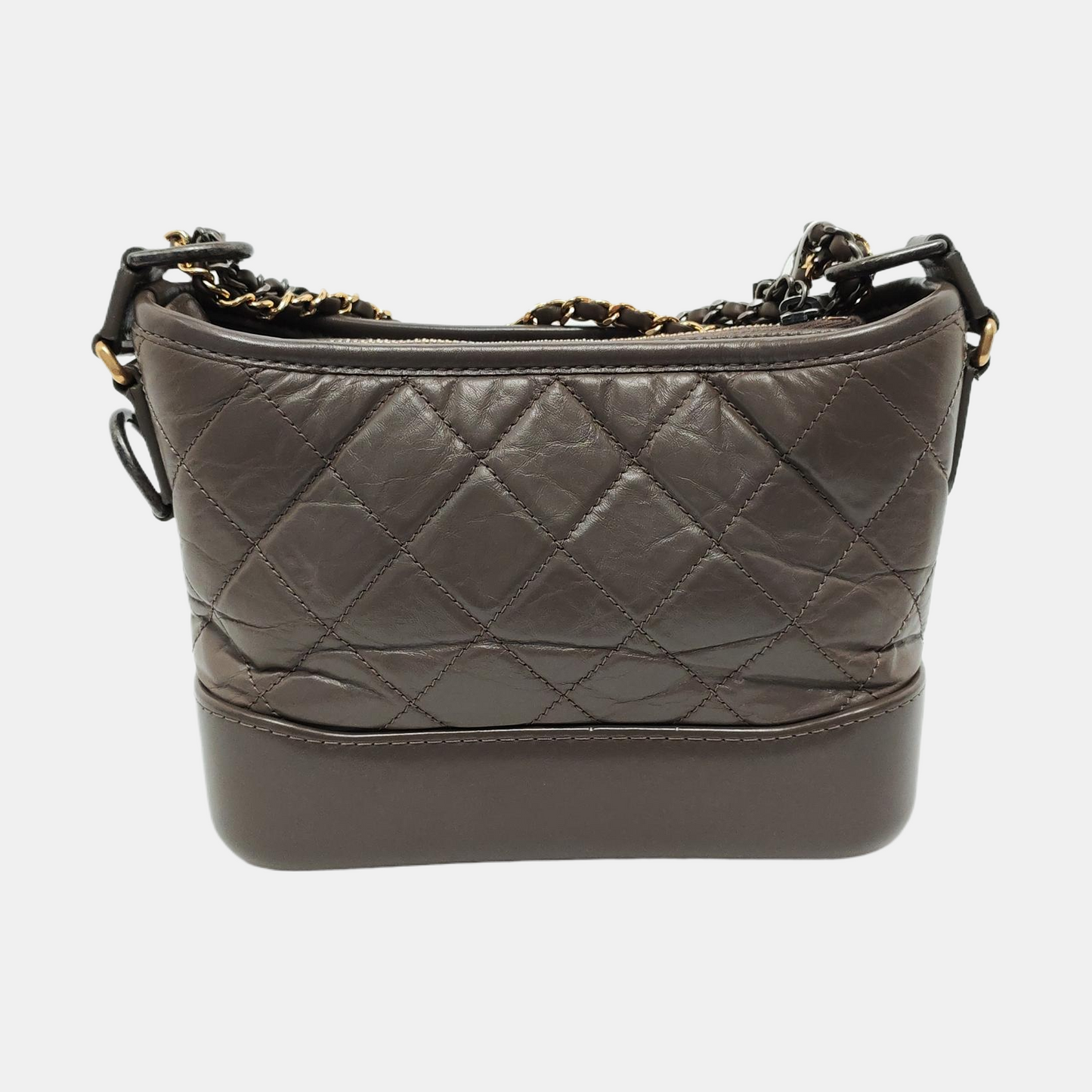 CHANEL GABRIELLE Small Brown Calfskin Quilted Grained Crossbody Bag Shoulder Bag Gold Silver Rhodium Hardware 26 Clasp Removable Strap-(SKU)-953980121