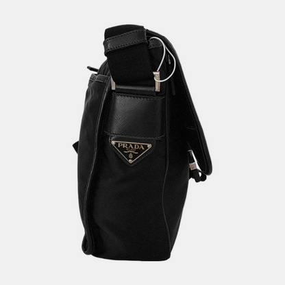 PRADA Black Nylon Crossbody Bag Single Shoulder Bag Silver Hardware-(SKU)-953408479