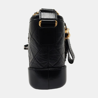 CHANEL GABRIELLE small black leather quilted diamond-stitched crossbody bag shoulder bag removable shoulder strap-(SKU)-953784827