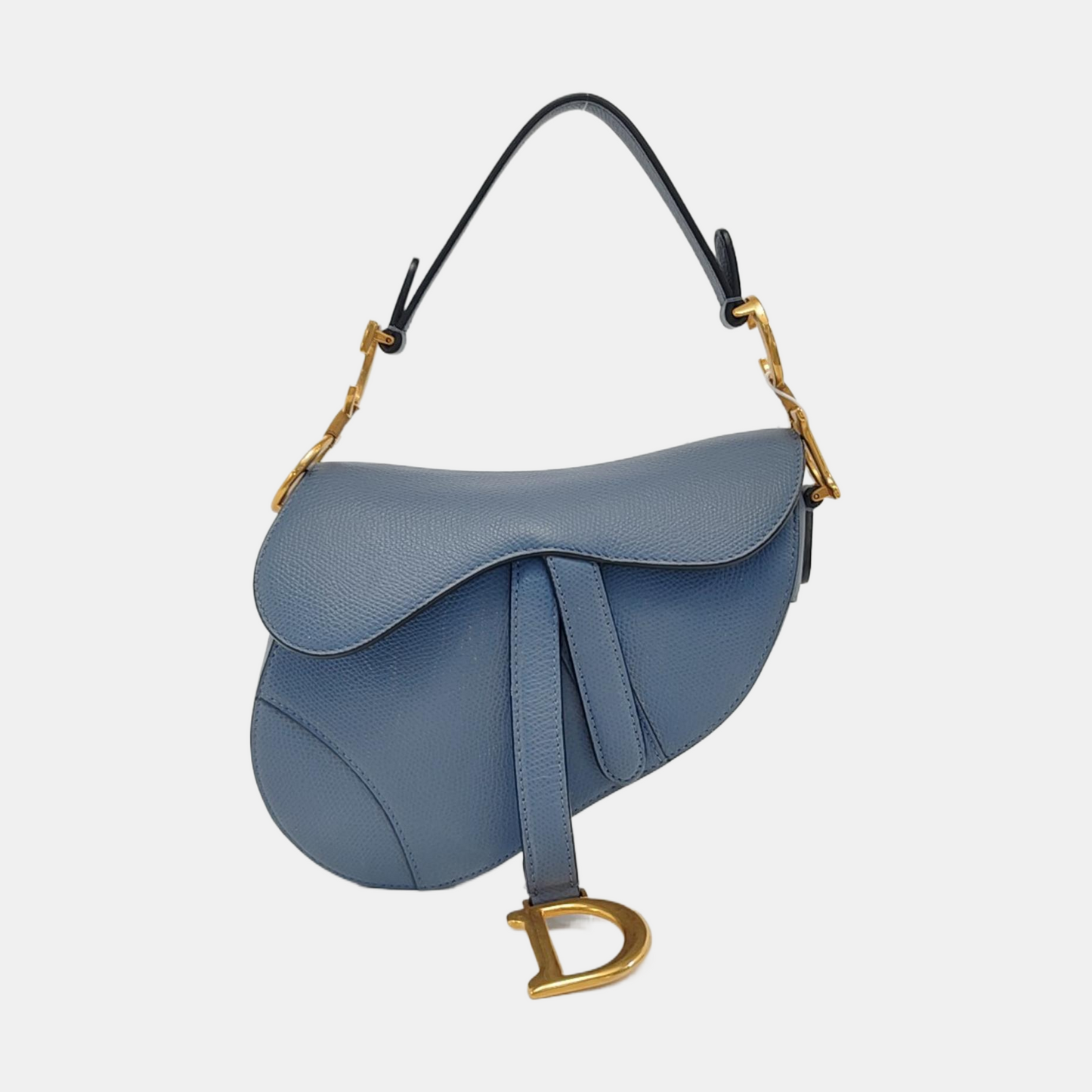 DIOR Saddle Mini Blue Calfskin Saddle Bag Tote and Shoulder Bag with Gold Hardware-(SKU)-953948330