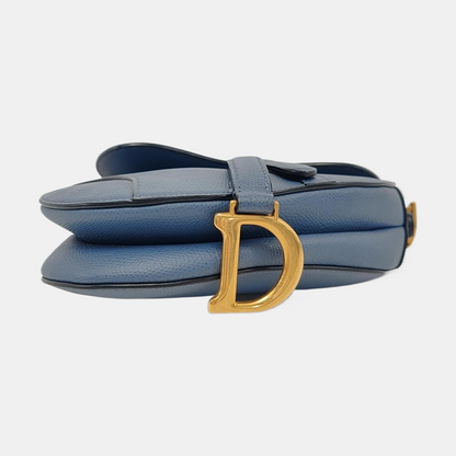 DIOR Saddle Mini Blue Calfskin Saddle Bag Tote and Shoulder Bag with Gold Hardware-(SKU)-953948330
