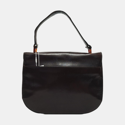 PRADA Dark Brown Leather Handbag Brown Hardware-(SKU)-954064287