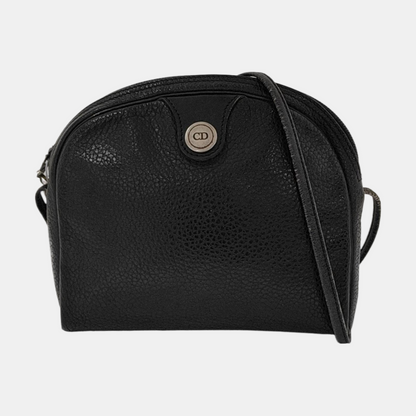 DIOR Black Coated Canvas Crossbody Bag Single Shoulder Bag Silver Hardware-(SKU)-945838220
