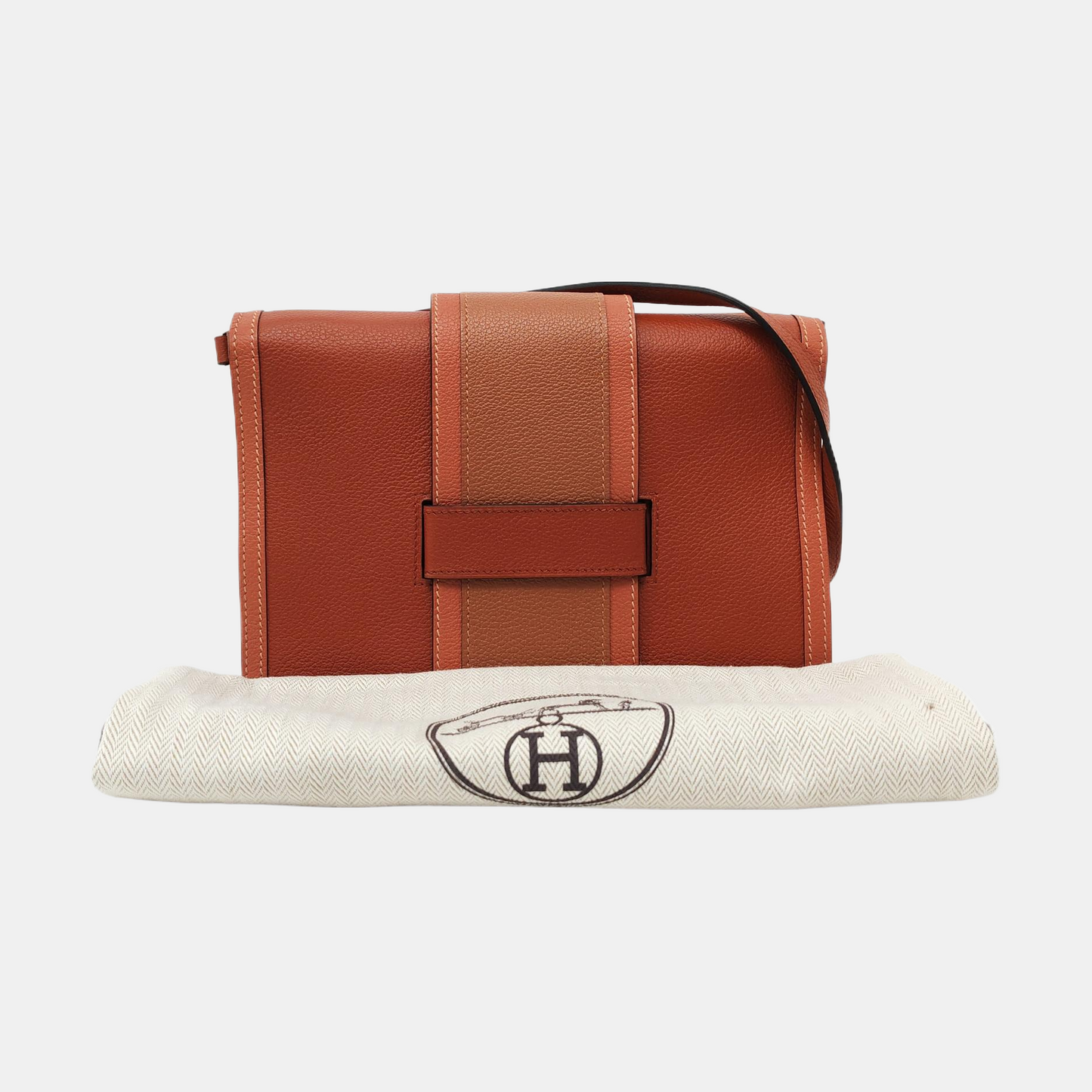 HERMÈS H Passant Copper Evercolor Calfskin Quilted Shoulder Bag with Silver Hardware, Y, Detachable Strap-(SKU)-954082059