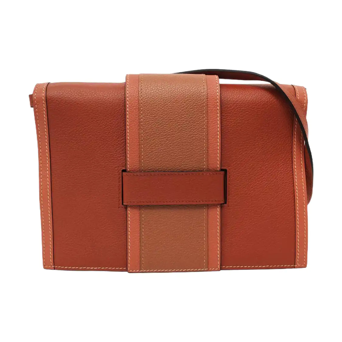 HERMÈS H Passant Copper Evercolor Calfskin Quilted Shoulder Bag with Silver Hardware, Y, Detachable Strap-(SKU)-954082059