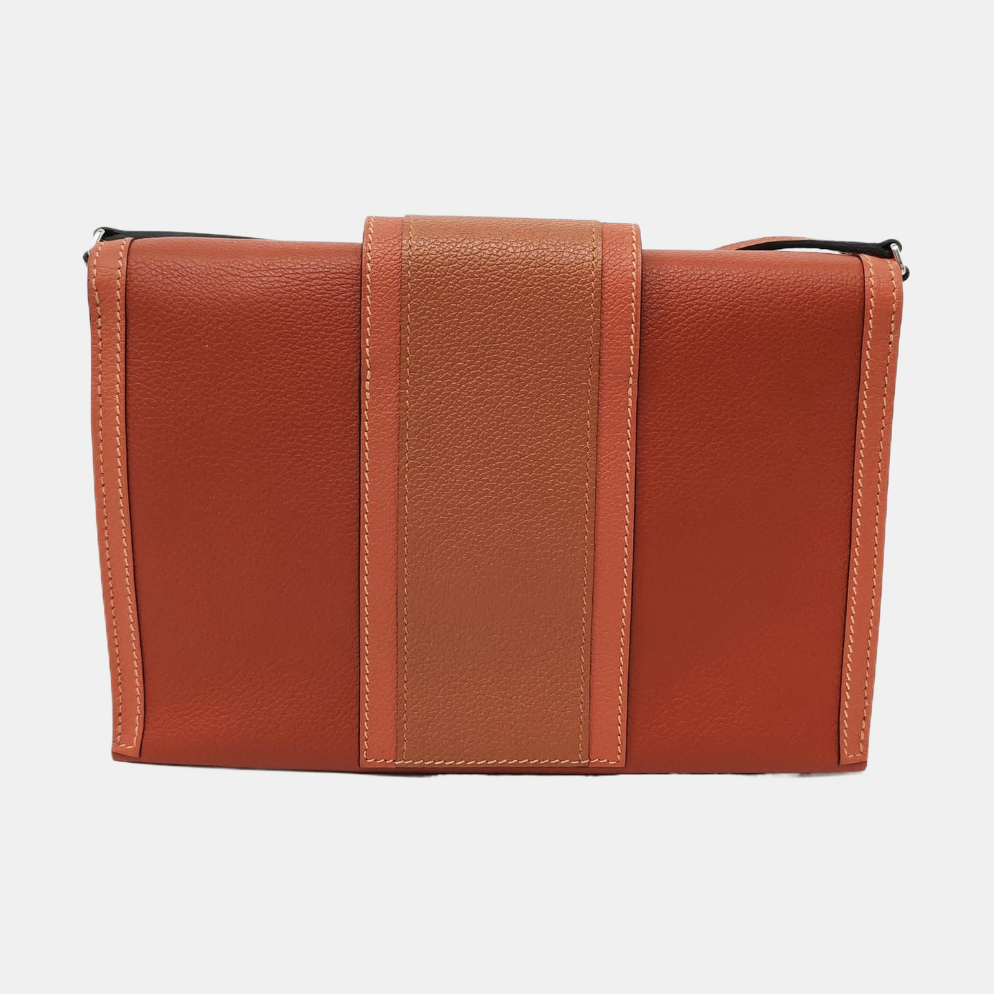 HERMÈS H Passant Copper Evercolor Calfskin Quilted Shoulder Bag with Silver Hardware, Y, Detachable Strap-(SKU)-954082059