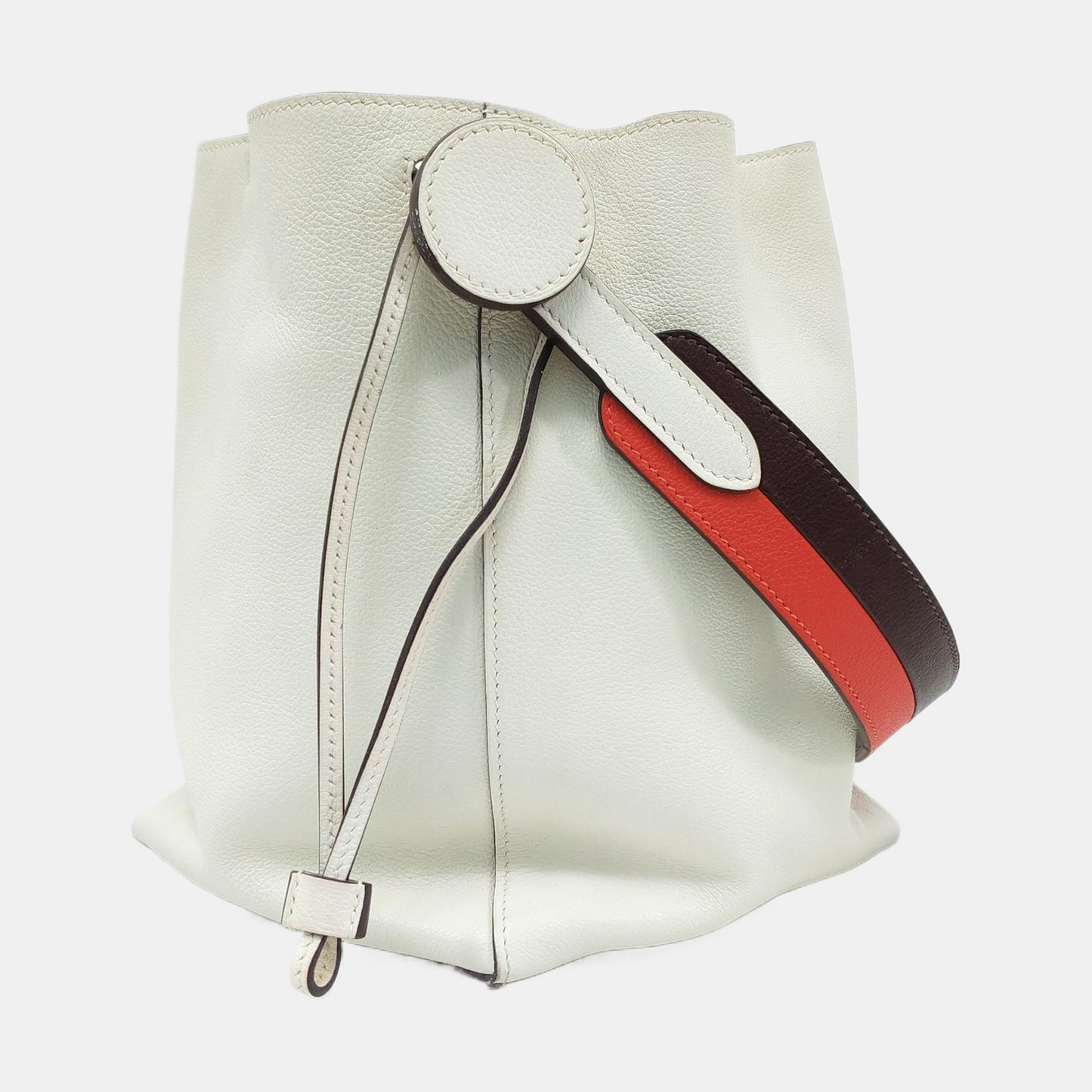 HERMÈS Licol 17 Glacier White Evercolor Leather Shoulder Bag with Silver Hardware, C-(SKU)-945823403