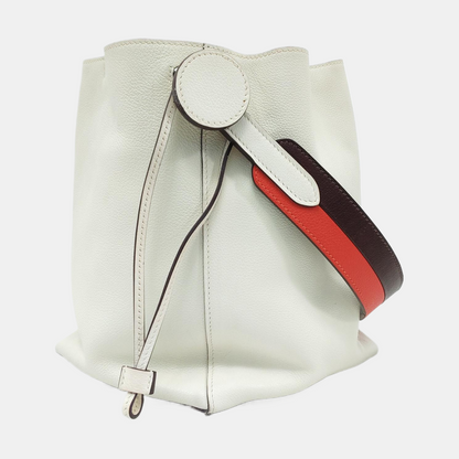 HERMÈS Licol 17 Glacier White Evercolor Leather Shoulder Bag with Silver Hardware, C-(SKU)-945823403