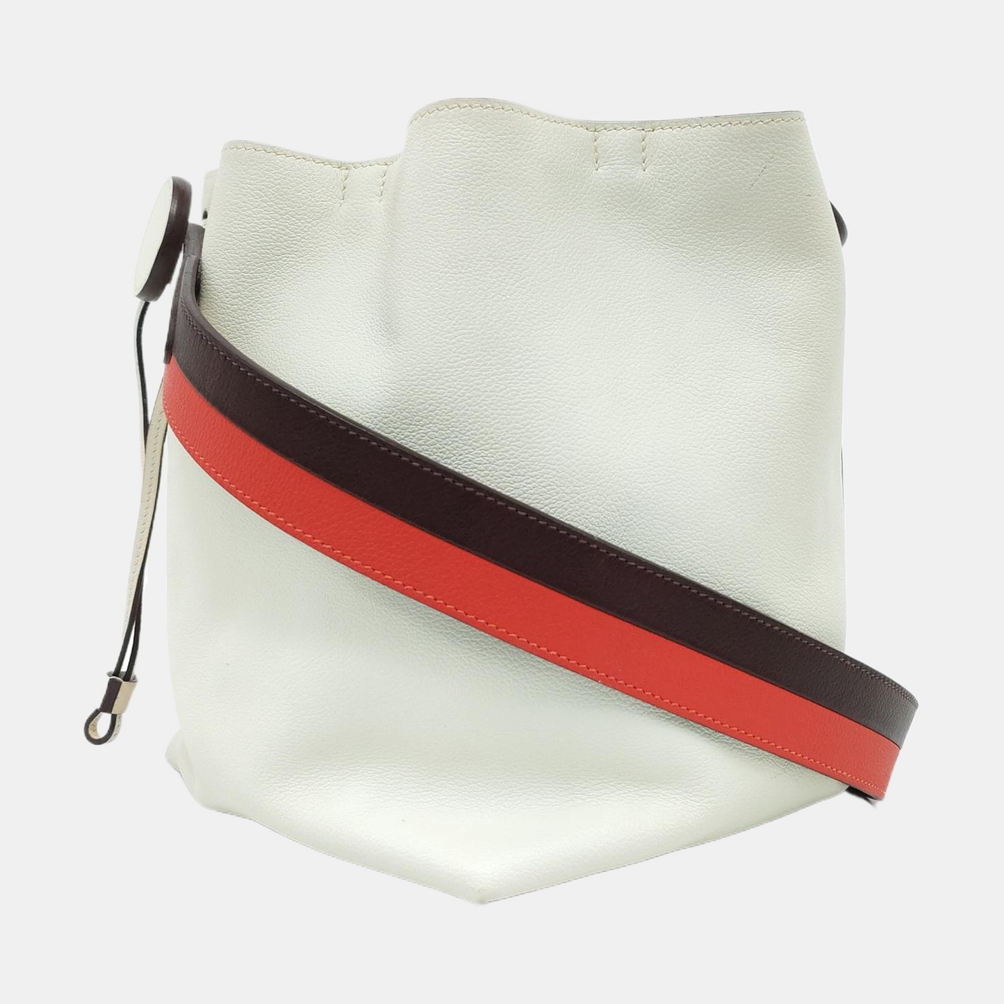 HERMÈS Licol 17 Glacier White Evercolor Leather Shoulder Bag with Silver Hardware, C-(SKU)-945823403