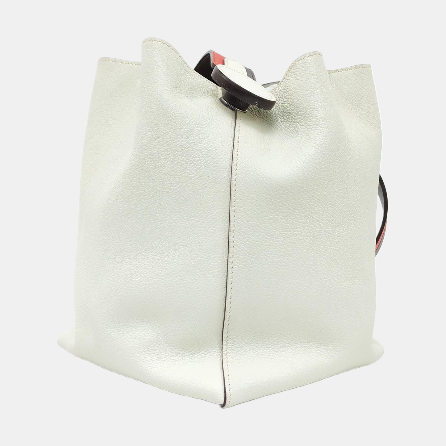 HERMÈS Licol 17 Glacier White Evercolor Leather Shoulder Bag with Silver Hardware, C-(SKU)-945823403