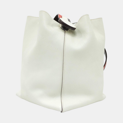 HERMÈS Licol 17 Glacier White Evercolor Leather Shoulder Bag with Silver Hardware, C-(SKU)-945823403