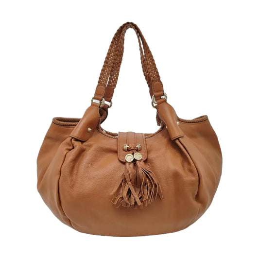 GUCCI Marrakech Brown Leather Fringe Woven Single Shoulder Bag Handbag Golden hardware-(SKU)-953952440