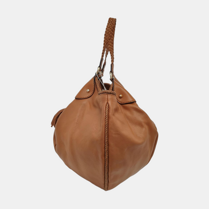 GUCCI Marrakech Brown Leather Fringe Woven Single Shoulder Bag Handbag Golden hardware-(SKU)-953952440