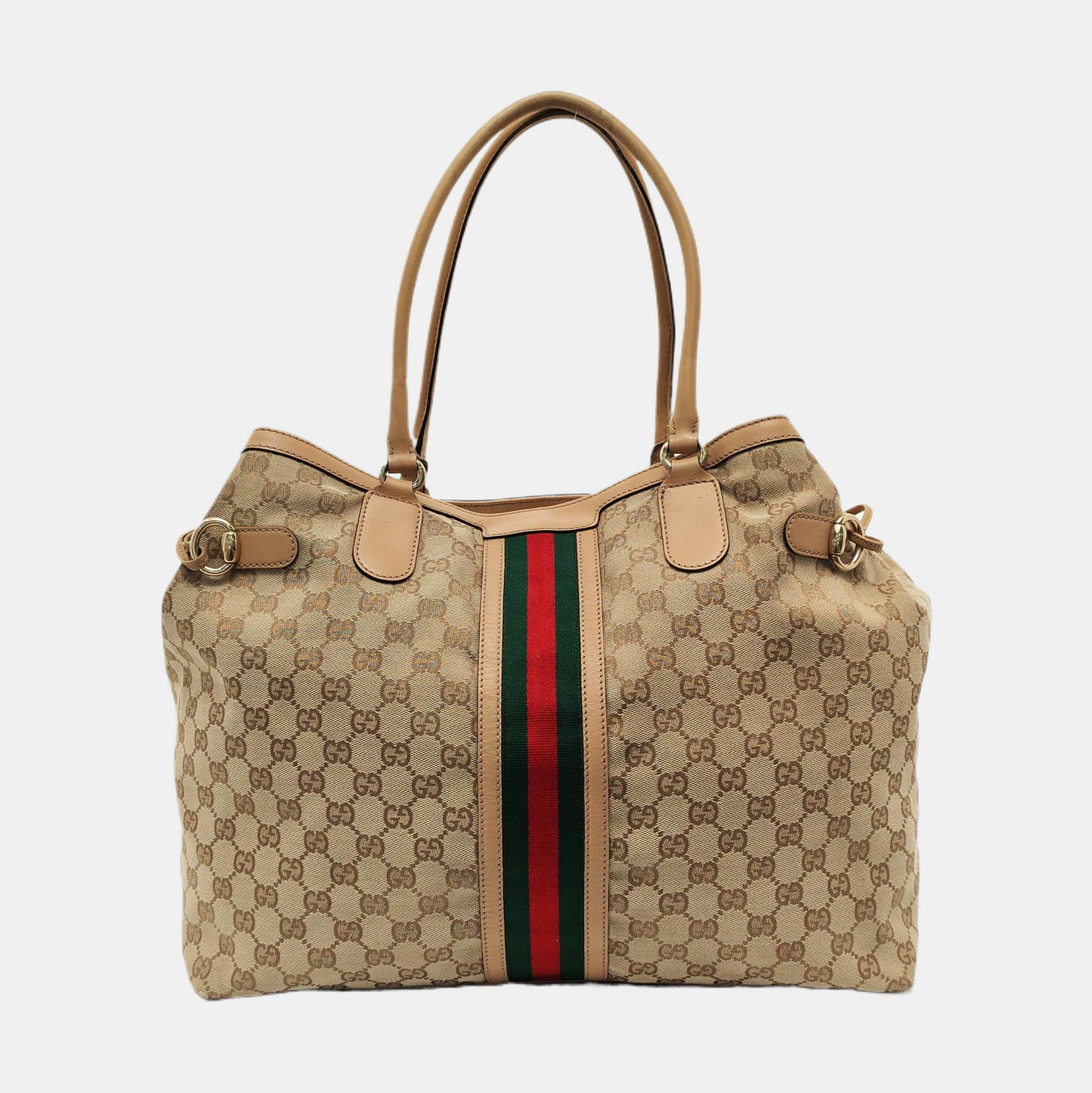 GUCCI Mayfair Khaki Canvas Monogrammed Fringe Handbag Single Shoulder Bag Golden hardware-(SKU)-954107344