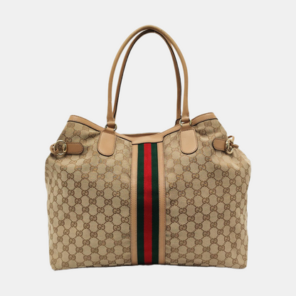 GUCCI Mayfair Khaki Canvas Monogrammed Fringe Handbag Single Shoulder Bag Golden hardware-(SKU)-954107344