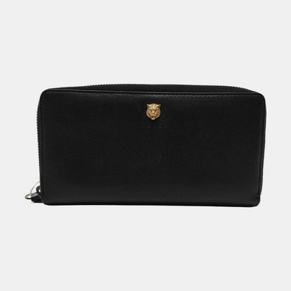 GUCCI Animalier Black Leather Tiger Head Wallet Golden hardware-(SKU)-954336991