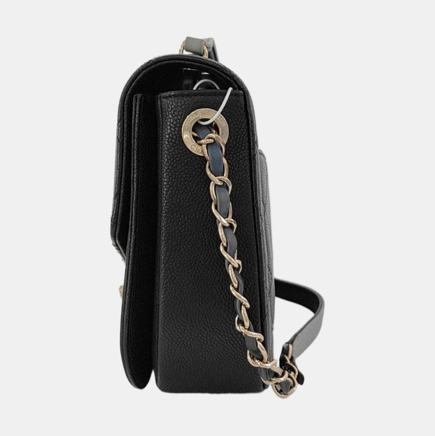 CHANEL THREAD AROUND Medium Black Calfskin Quilted Chevron Single Shoulder Bag Handbag Detachable Strap-(SKU)-954093937