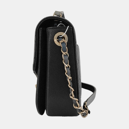 CHANEL THREAD AROUND Medium Black Calfskin Quilted Chevron Single Shoulder Bag Handbag Detachable Strap-(SKU)-954093937