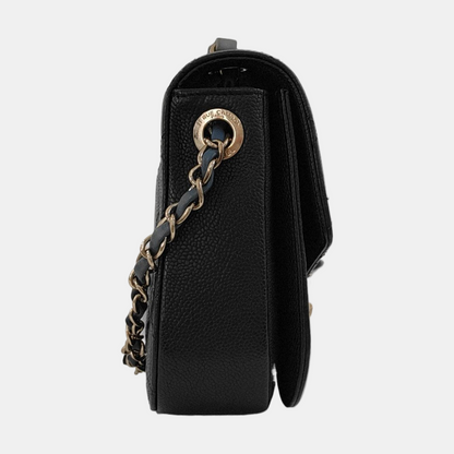 CHANEL THREAD AROUND Medium Black Calfskin Quilted Chevron Single Shoulder Bag Handbag Detachable Strap-(SKU)-954093937