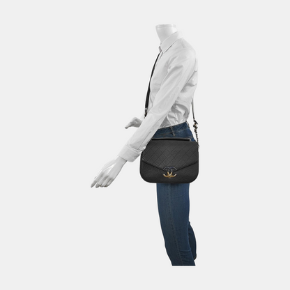 CHANEL THREAD AROUND Medium Black Calfskin Quilted Chevron Single Shoulder Bag Handbag Detachable Strap-(SKU)-954093937