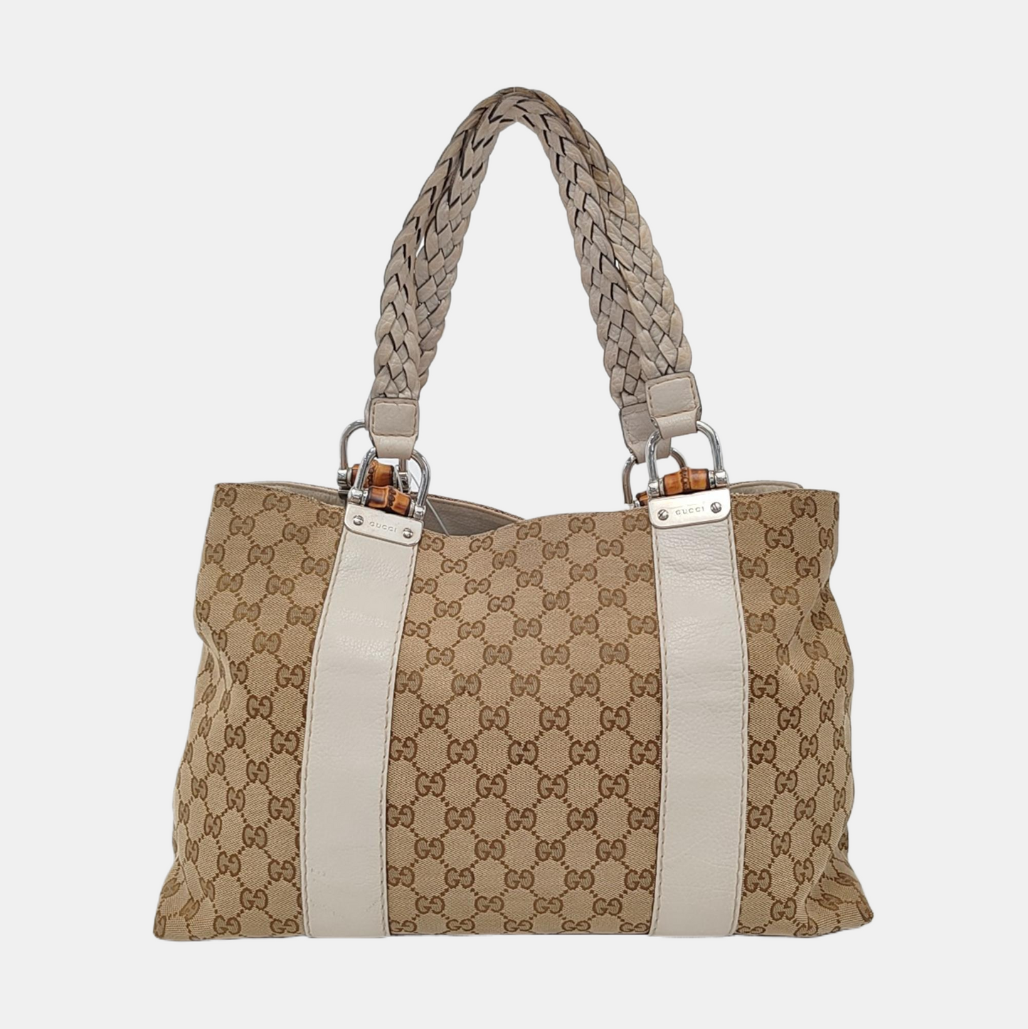 GUCCI Pelham Ebony Canvas Monogram Single Shoulder Bag Handbag Silver Hardware-(SKU)-954135754