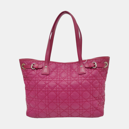 DIOR Panarea Cerise Coated Canvas Weave Pattern Jacquard Single Shoulder Bag Handbag Silver Hardware-(SKU)-954096914